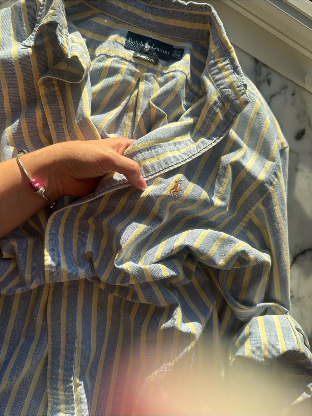 Ralph Lauren Blue & Yellow Striped Men’s Button-Down Shirt